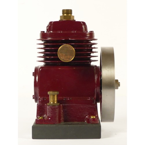 184 - Stuart Turner maroon compressor engine, with 4.5 inch heavy flywheel, 2 cylinders and pulley for bel... 