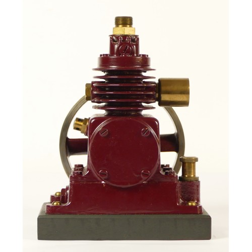 184 - Stuart Turner maroon compressor engine, with 4.5 inch heavy flywheel, 2 cylinders and pulley for bel... 