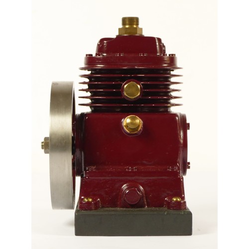 184 - Stuart Turner maroon compressor engine, with 4.5 inch heavy flywheel, 2 cylinders and pulley for bel... 