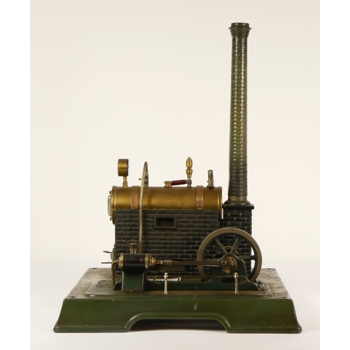 185 - A Marklin horizonal boiler live steam stationary steam engine, model 4095, c.1925, of die cast tin p... 