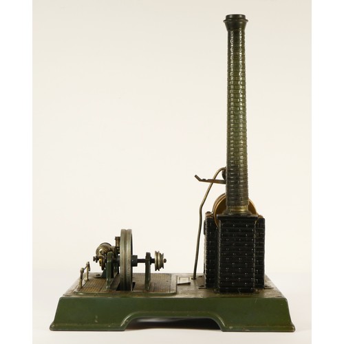 185 - A Marklin horizonal boiler live steam stationary steam engine, model 4095, c.1925, of die cast tin p... 