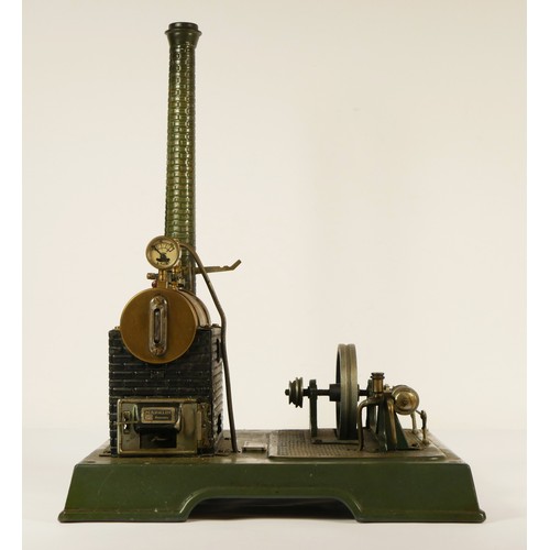 185 - A Marklin horizonal boiler live steam stationary steam engine, model 4095, c.1925, of die cast tin p... 