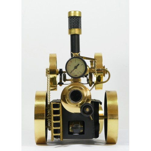 196 - A Wilesco D430 brass live steam traction engine, unfired, with instructions, 28cm.