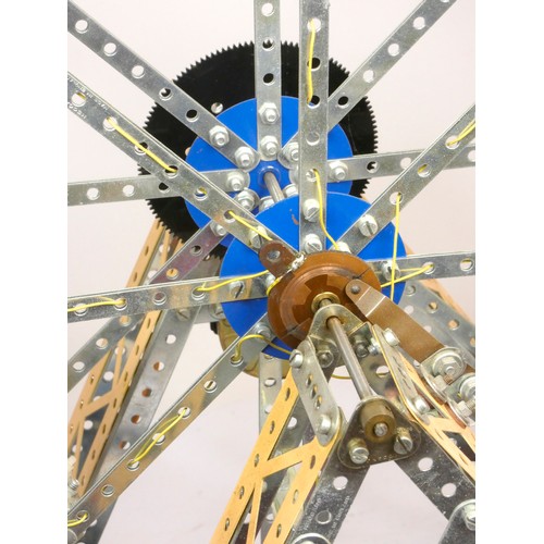 215 - A Meccano shop display, Ferris Wheel, illuminated, powered, on a wooden base, 50cm x 62cm x 38cm