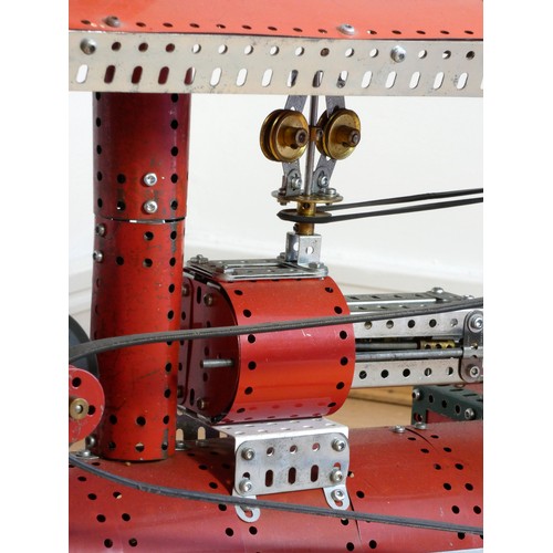 217 - A Meccano shop display, traction wagon, spinning steam valve, red, powered, 78cm x 46cm x 27cm