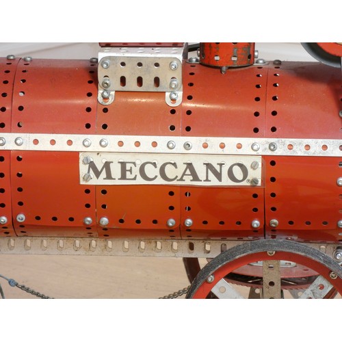 217 - A Meccano shop display, traction wagon, spinning steam valve, red, powered, 78cm x 46cm x 27cm