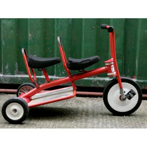 225 - A two seater child's trike, by Beleduc Trikes, 90cm x 65cm x 49cm