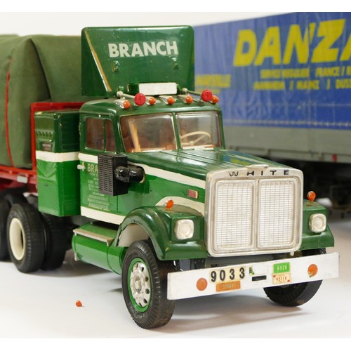 227 - Two scratch built model kits, trucks with trailers, to include a Danzas trailer and a Branch trailer... 