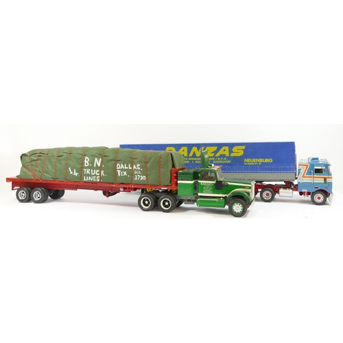 227 - Two scratch built model kits, trucks with trailers, to include a Danzas trailer and a Branch trailer... 