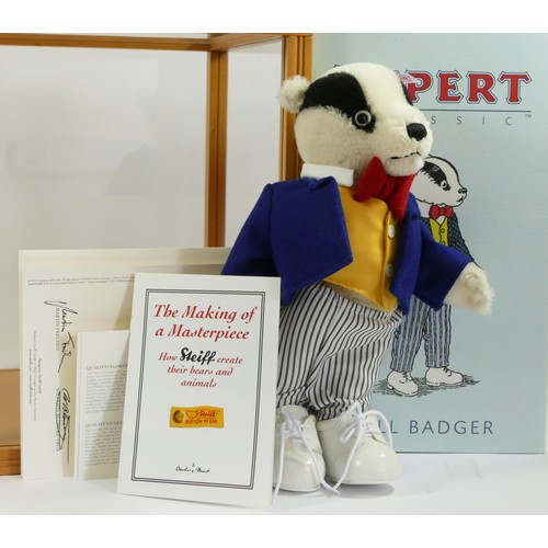 230 - Steiff, Bill Badger plush figure, Rupert Classics, limited edition number 422 of 1500 complete with ... 