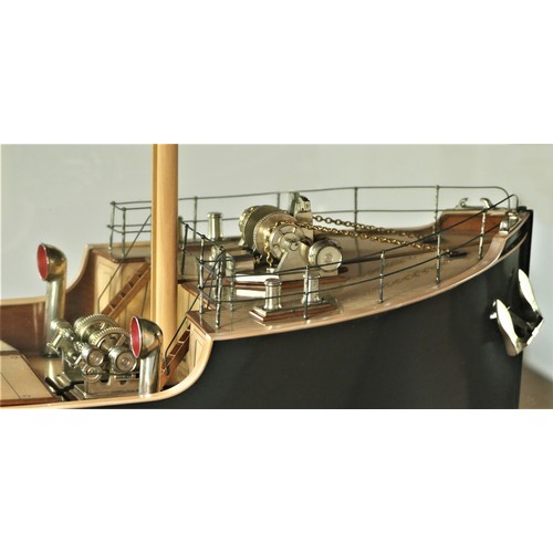 310 - S.S. Stepney of Glasgow, 1916, a builder's mirror backed half block model, the laminated and carved ... 