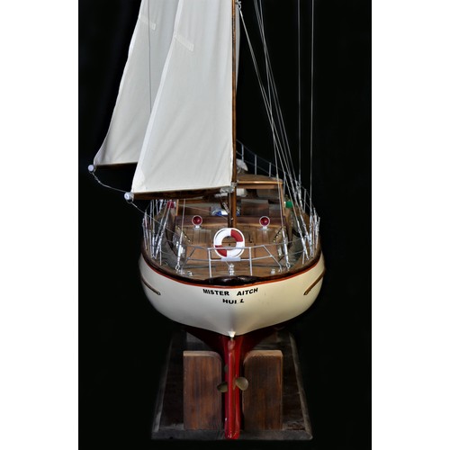 311 - Master Aitch, a well detailed radio controlled ketch pond yacht, with fibreglass hull and timber dec... 