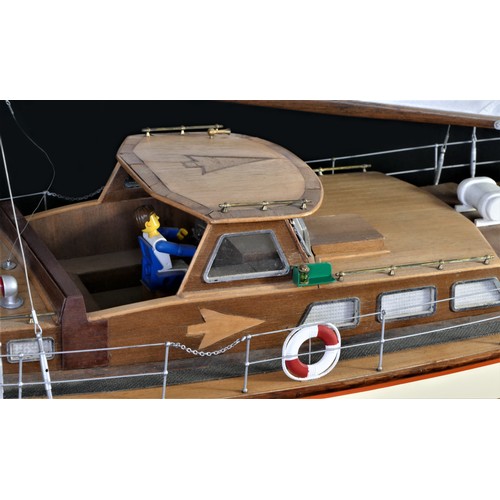 311 - Master Aitch, a well detailed radio controlled ketch pond yacht, with fibreglass hull and timber dec... 