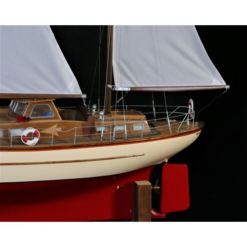 311 - Master Aitch, a well detailed radio controlled ketch pond yacht, with fibreglass hull and timber dec... 