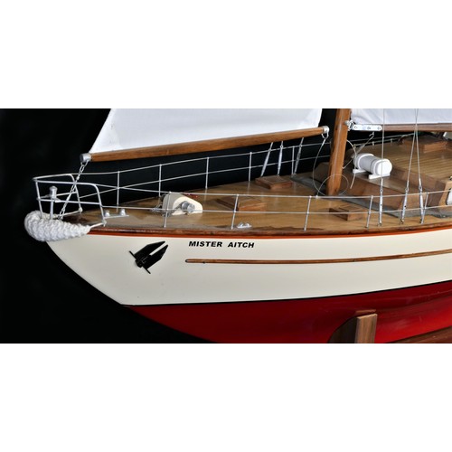 311 - Master Aitch, a well detailed radio controlled ketch pond yacht, with fibreglass hull and timber dec... 