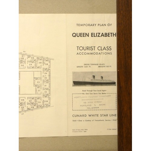 328 - A Queen Elizabeth accommodation plan, stamped from Portland Tourist Company, Congress Building, 142 ... 