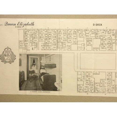 328 - A Queen Elizabeth accommodation plan, stamped from Portland Tourist Company, Congress Building, 142 ... 