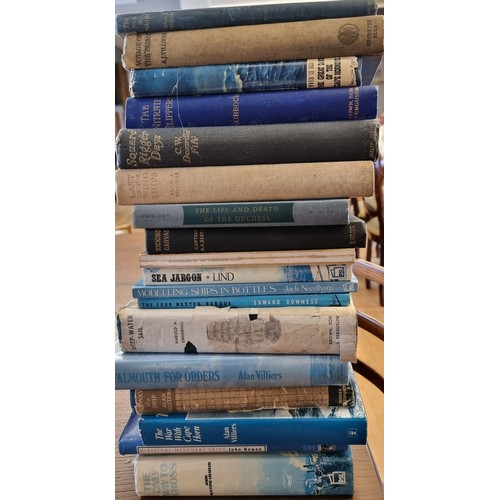 332 - A collection of nautical books, to include Last of the Wind Ships by Villiers, together with four fr... 