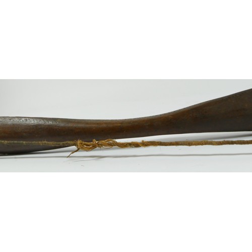 411 - A Canadian bow with cross hatched carved decoration, 148cm, with owners label 