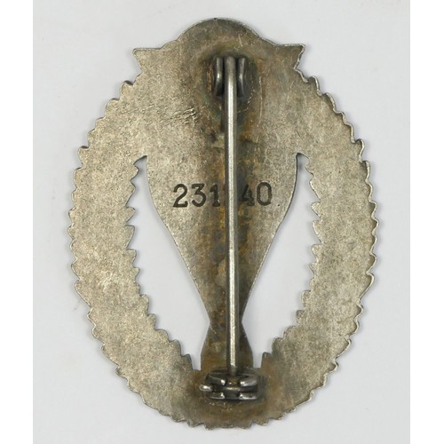 416 - A German WWII NSFK Balloon Commanders badge, numbered verso 231240, 58 x 42mm.