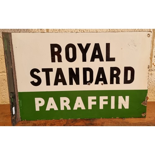 206 - A double sided wall mounted vitreous enamel Royal Standard Paraffin advertising sign, 30 x 46cm.