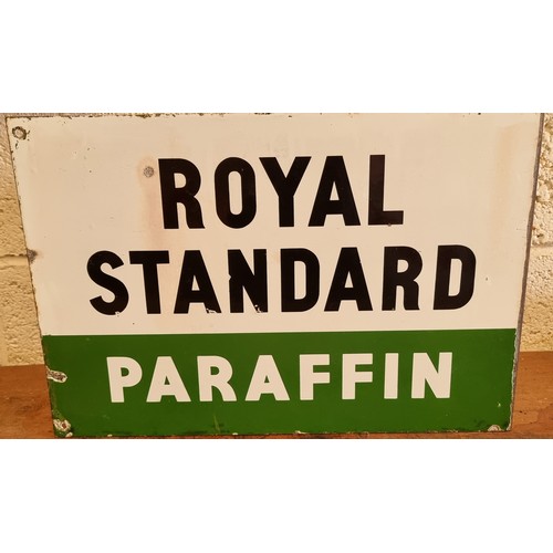 206 - A double sided wall mounted vitreous enamel Royal Standard Paraffin advertising sign, 30 x 46cm.