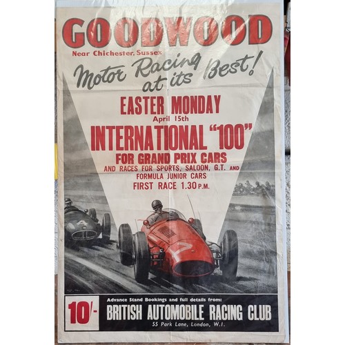 211 - A BARC Goodwood Easter Monday 'International 100' race poster, 1979, for April 15th, featuring artwo... 