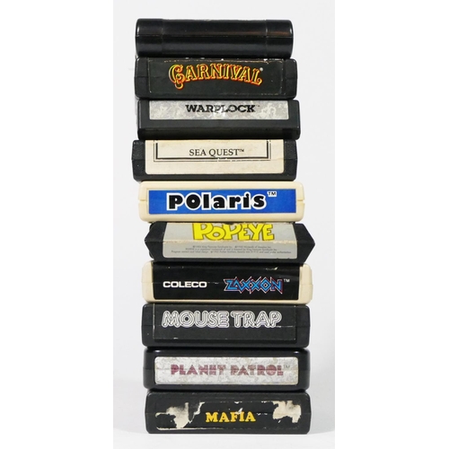 473 - Ten Atari cartridges, to include mafia, Planet Patrol, Mouse Trap, Zaxxon, Popeye, Polaris, Marine W... 