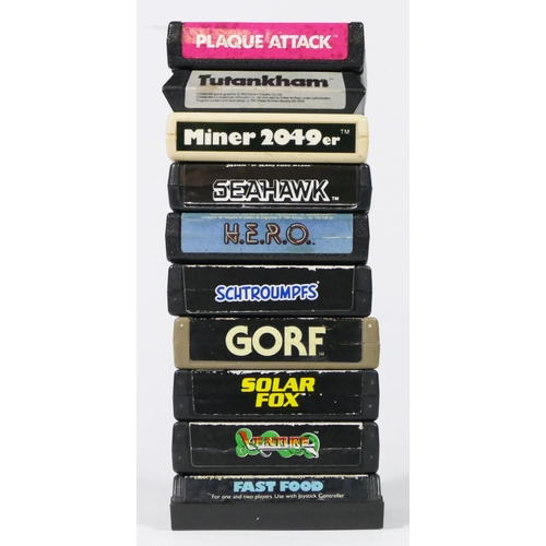 474 - Ten Atari cartridges, to include Fast Food, Venture, Solar Fox, Gorf, Schtroumpfs, H.E.R.O., Seahawk... 