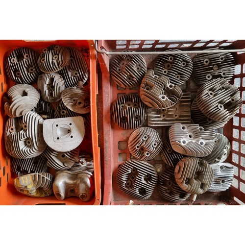 102 - Two boxes of two stroke cylinder heads, Bantam, Villiers and AMC (2)