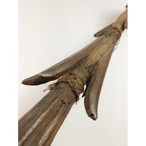 An Oceanic Polynesian barbed fishing spear, 149cm, owners label