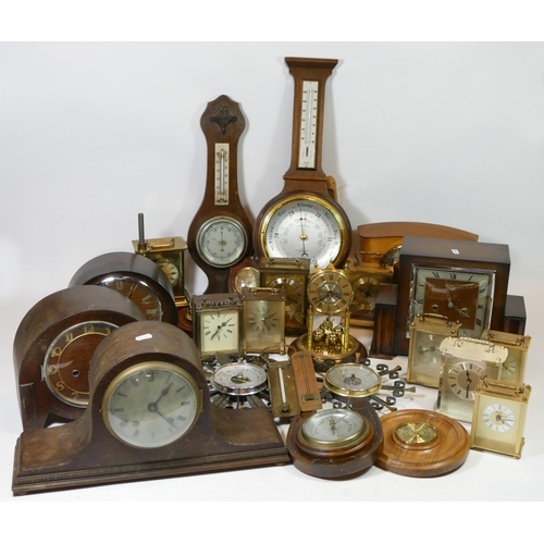 80 - A collection of 20th century and later mantel clocks, wall clocks and barometers, manual & quartz mo... 