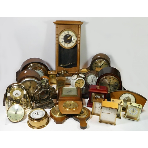 82 - A collection of anniversary clocks, carriage clocks and barometers, manual & quartz movements.(3)