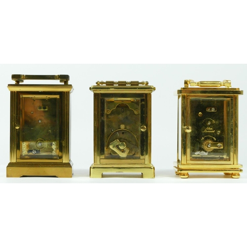 89 - A Mappin & Webb 8 day carriage clock, together with a Baynard and  Churchill examples. (3)