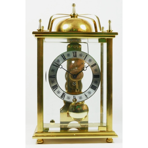 94 - A Wehrle 8 day skeleton mantel clock, the silvered chapter ring with roman numerals, inscribed Made ... 