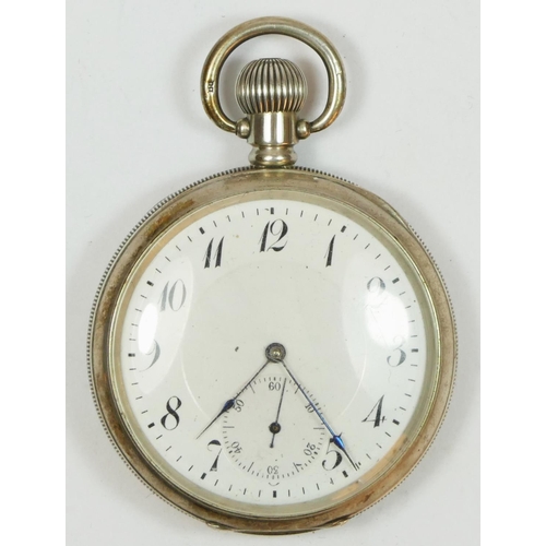 136 - A silver open face keyless wind pocket watch, Birmingham 1919, movement, Invar 23 jewel movement