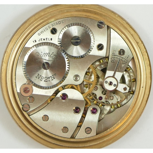 141 - Limit No. 2, a gilt metal open face keyless wind pocket watch, 15 jewel movement, 49mm
