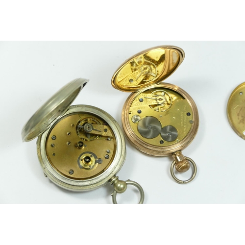 147 - Heuer 7710 stop watch, Thomas Russell, a gilt metal full hunter pocket watch and a nickel pocket wat... 