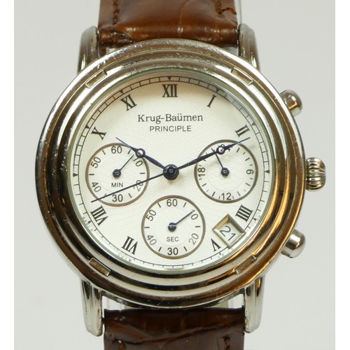 153 - Krug-Baumen Principle, a stainless steel multi-dial date quartz gentleman's wristwatch, model no 201... 