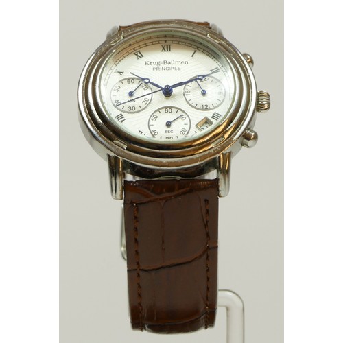 153 - Krug-Baumen Principle, a stainless steel multi-dial date quartz gentleman's wristwatch, model no 201... 