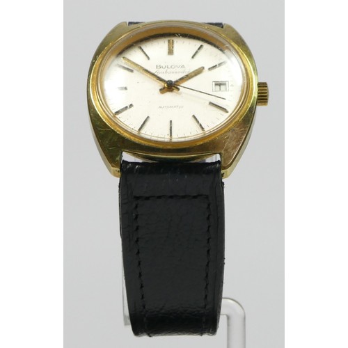 160 - Bulova Ambassador, a gilt metal automatic date gentleman's wristwatch, 35mm