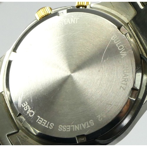 162 - Bulova Marine Star, a stainless steel and gilt metal alarm date quartz gentleman's wristwatch, 36mm,... 