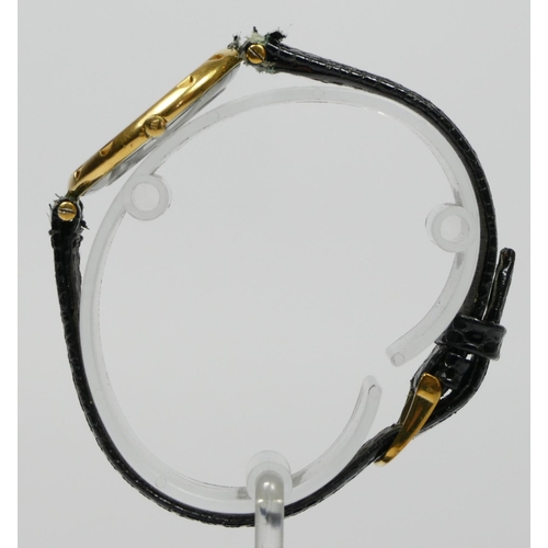 172 - Longines, a gilt metal quartz gentleman's wristwatch, leather strap, 30mm, box