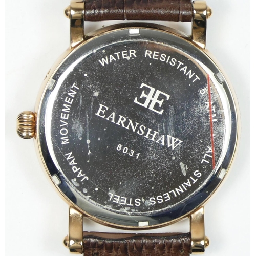 180 - Earnshaw, a rose gilt metal multi dial calendar quartz gentleman's wristwatch, ref 8031, apparently ... 