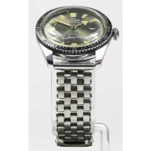 185 - Bvler, a stainless steel 20 ATM Jemflex, Beryllium Balance date manual wind gentleman's wristwatch, ... 