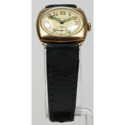 186 - Rone, a WWII 9ct gold mid size manual wind wristwatch, London 1944, 15 jewel movement, 27mm