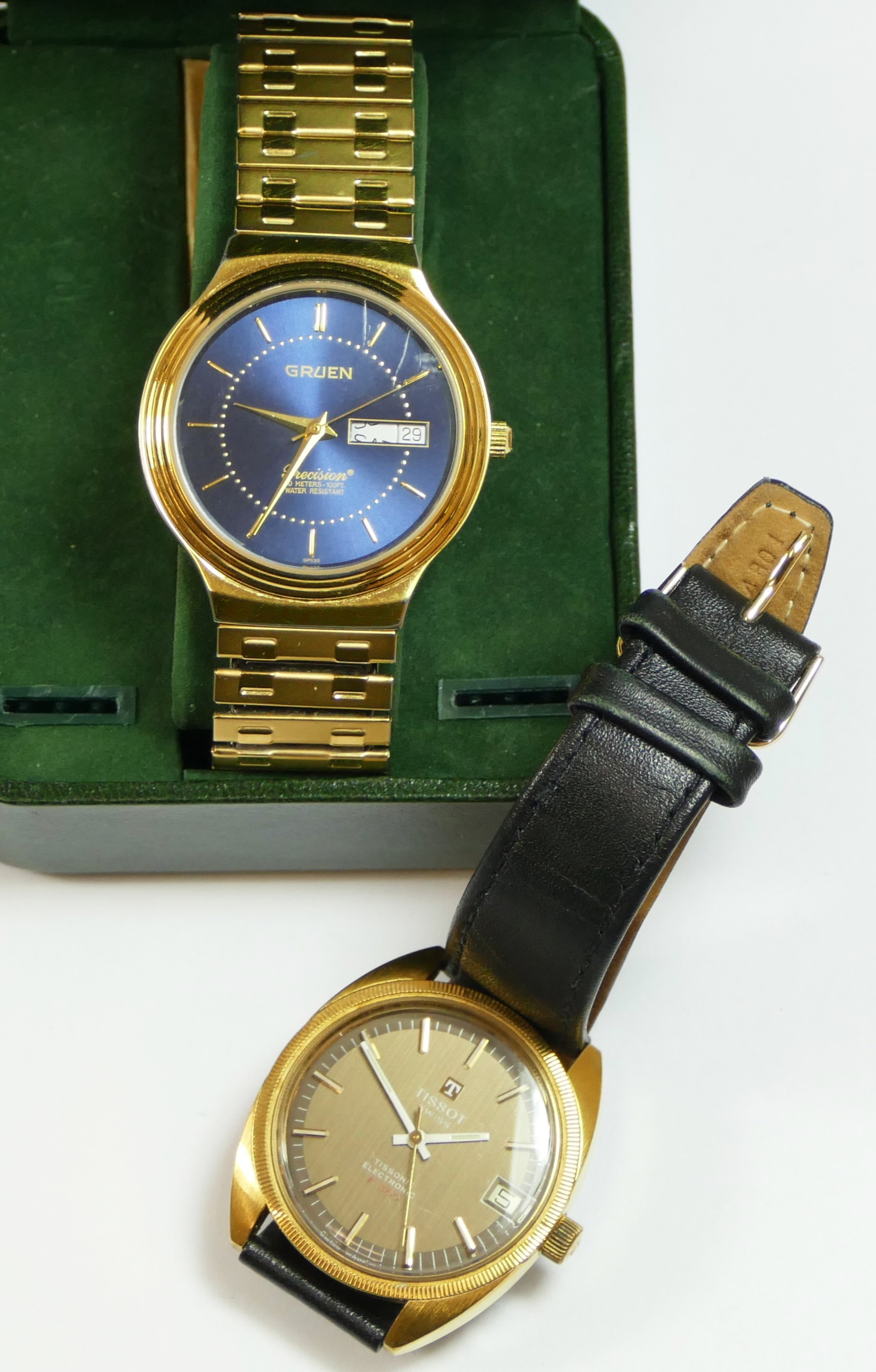 Tissot Tissonic Electronis F300 a gilt metal date gentleman s