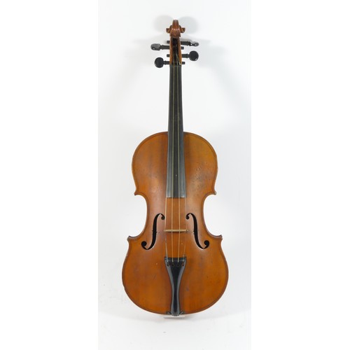 294 - Breton Brevette de S.A.R.M., a French violin, one piece back, signed to the bottom of the neck, labe... 