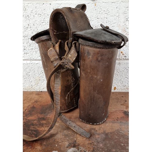 162 - A vintage leather saddle bag.