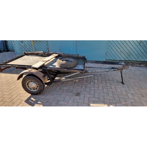 163 - A scratch built motorcycle outfit single axle trailer, overall length 300cm, bed 190cm, width of bed... 